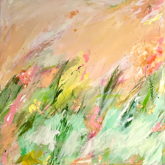 Blush Meadow - Original Acrylic Painting on Canvas